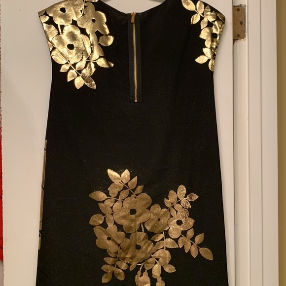 Tibi Shimmery Black and Gold Mini Dress Size 0 - Picture 9 of 10